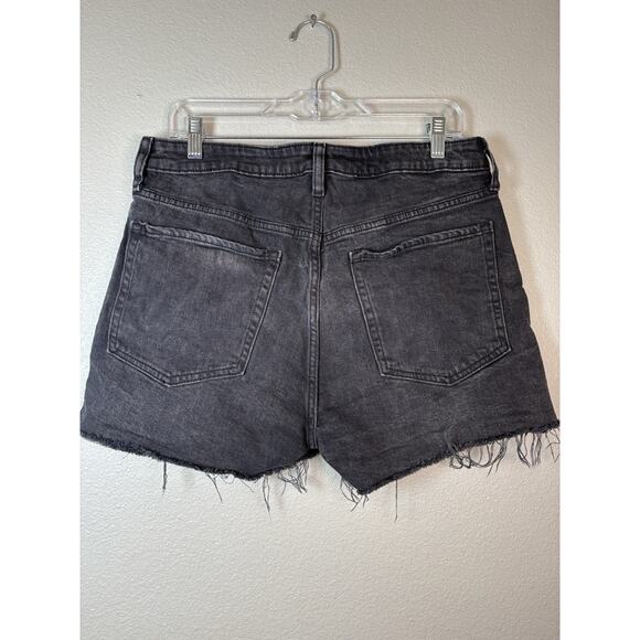 Old Navy Womens 12 Black Gray Button Fly Cutoff Shorts High Rise OG Straight - Picture 5 of 8